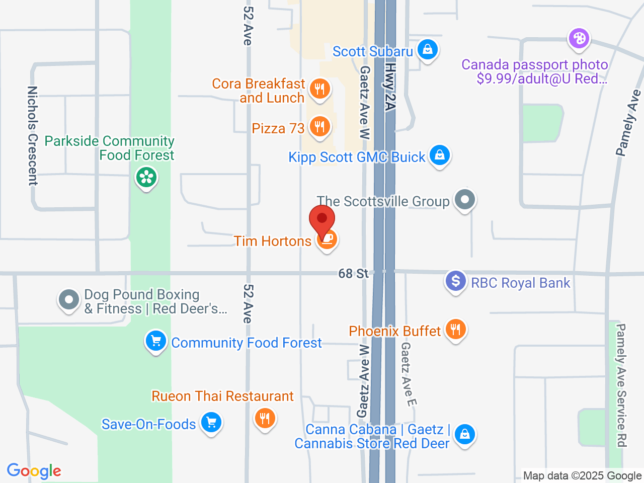 Street map for Fire & Flower Cannabis Co. Dawson Center, 6802 50 Ave., Unit 120, Red Deer AB