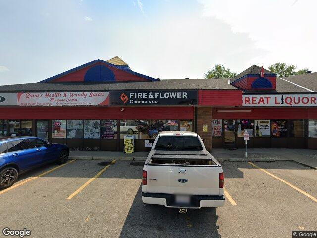 Street view for Fire & Flower Cannabis Co. Sherwood Park Wye, 19-99 Wye Rd., Sherwood Park AB