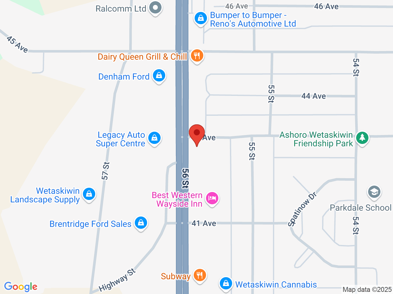 Street map for Firestone Cannabis, 4119 56 St., Wetaskiwin AB