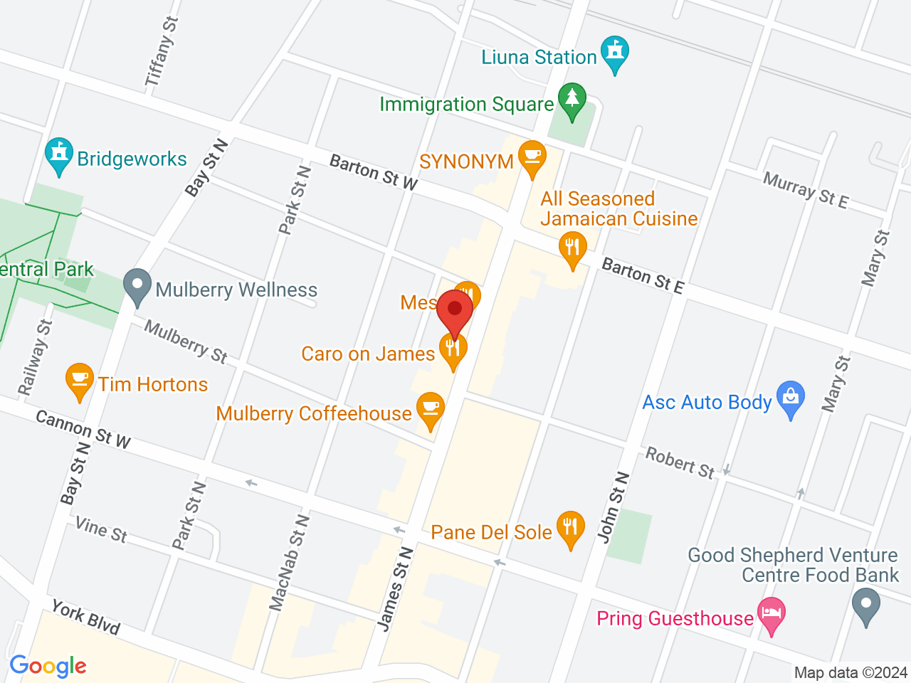 Street map for Black Gold Cannabis & Co, 243 James St N, Hamilton ON
