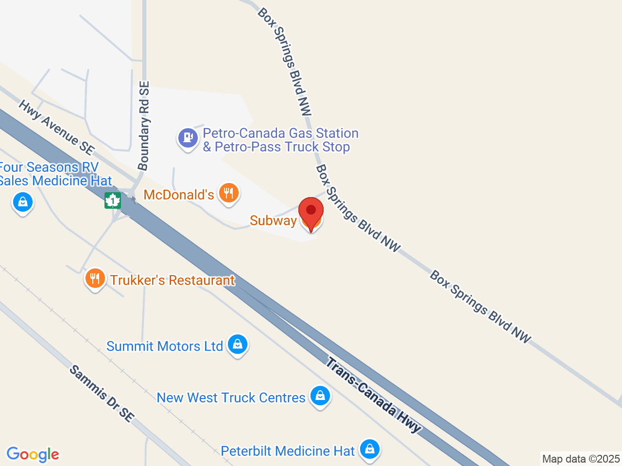 Street map for Green Light Cannabis, 102-2882 Box Springs Blvd., Medicine Hat AB