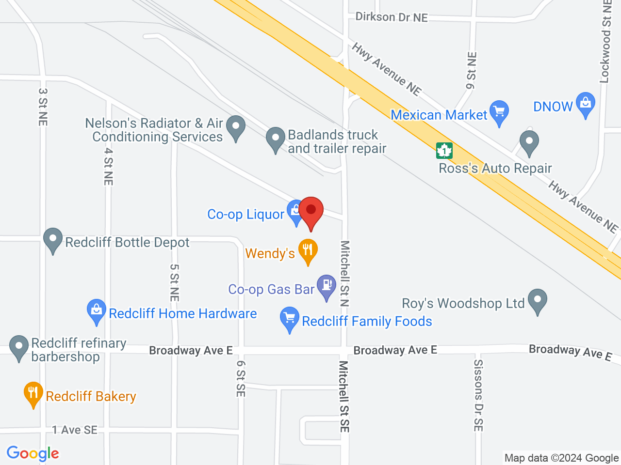 Street map for Green Peace Hempire Inc., 3-631 South Railway Dr. NE, Redcliff AB