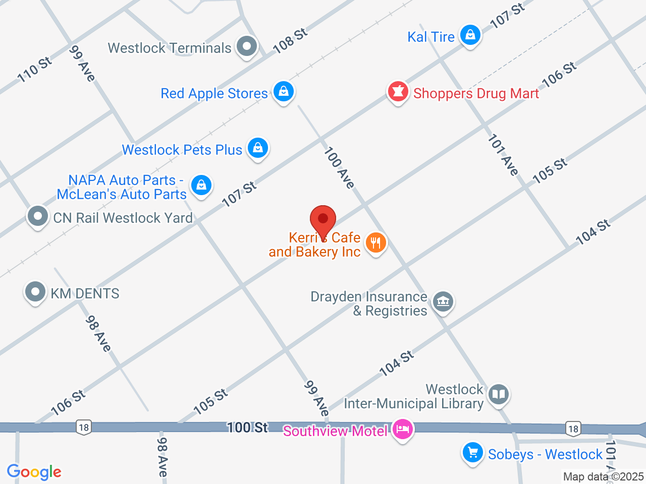 Street map for Harvest Country Cannabis Store, 3-9935 106 St., Westlock AB