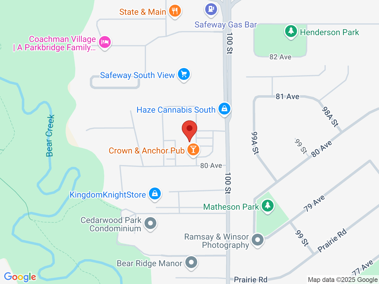 Street map for Haze, 8032 100 St, Grande Prairie AB