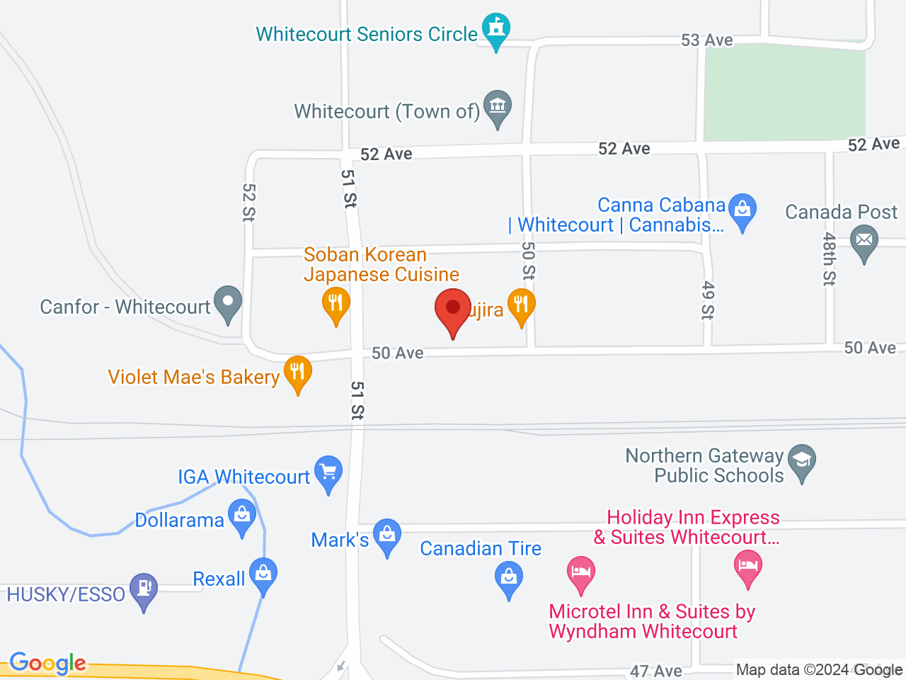 Street map for Alternative Greens, 5016 50 Ave., Whitecourt AB
