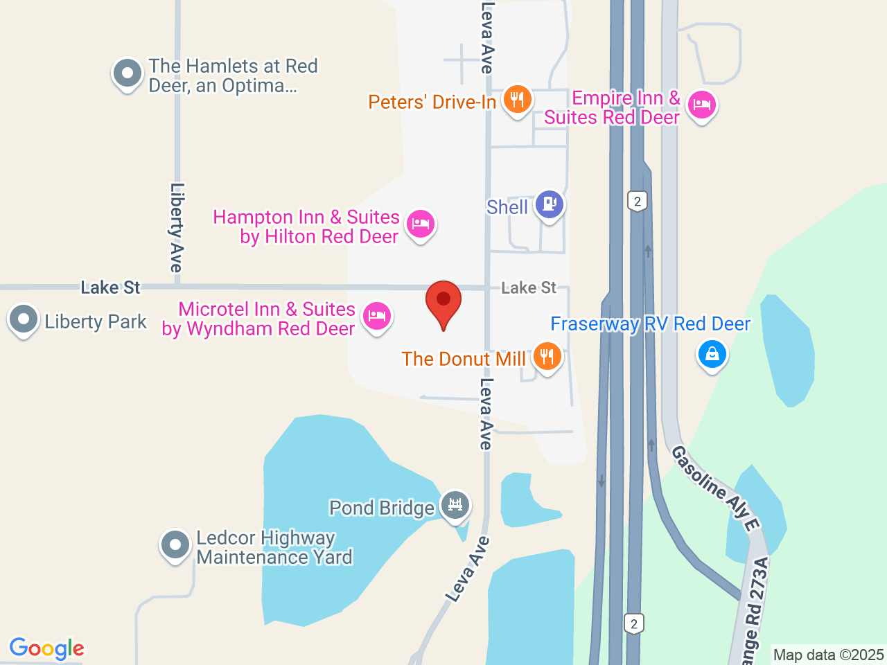 Street map for Rocky Mountain Cannabis, 124 Leva Ave, Red Deer County AB