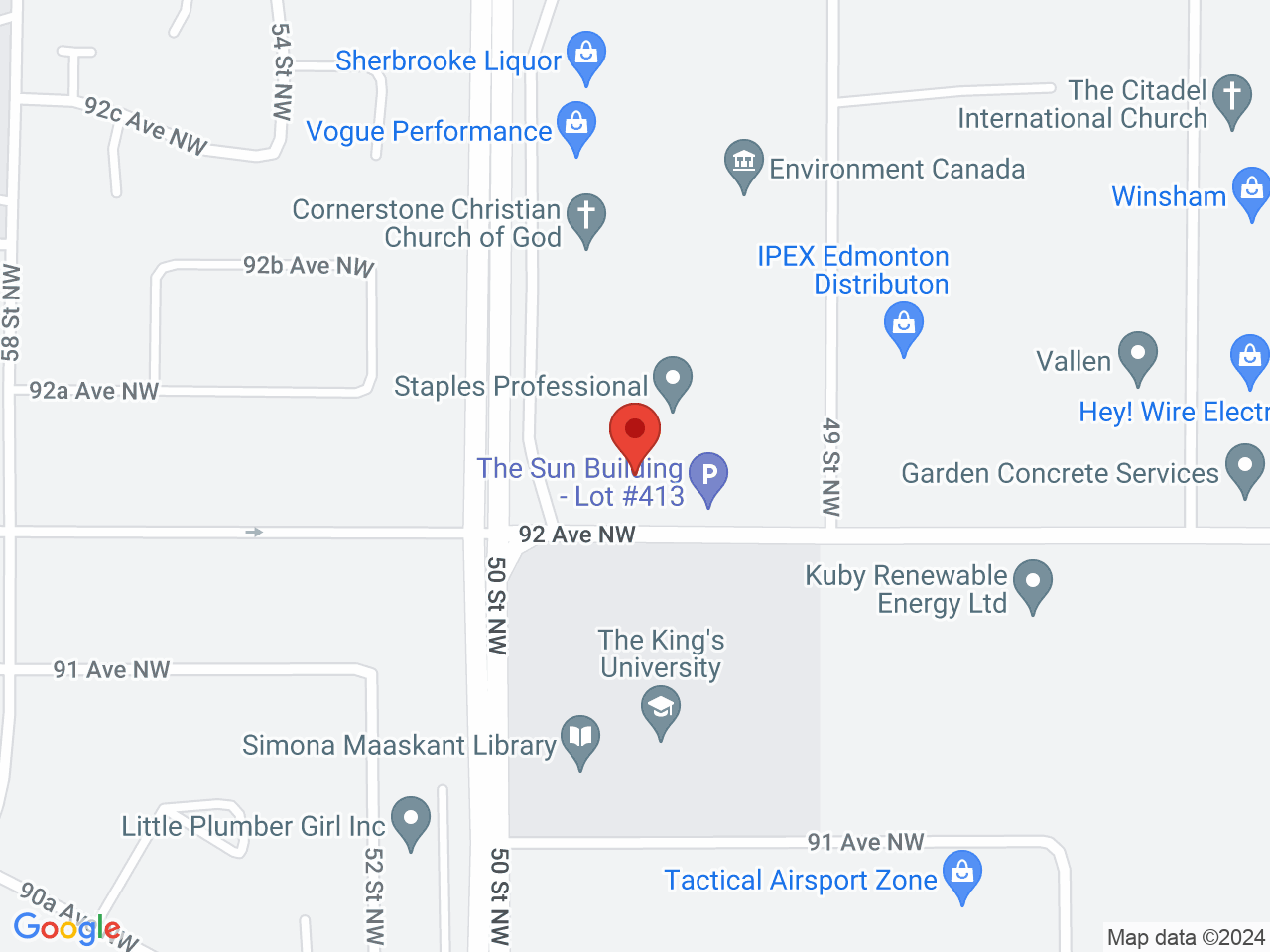 Street map for King Street Cannabis, 4984 92 Ave., Edmonton AB