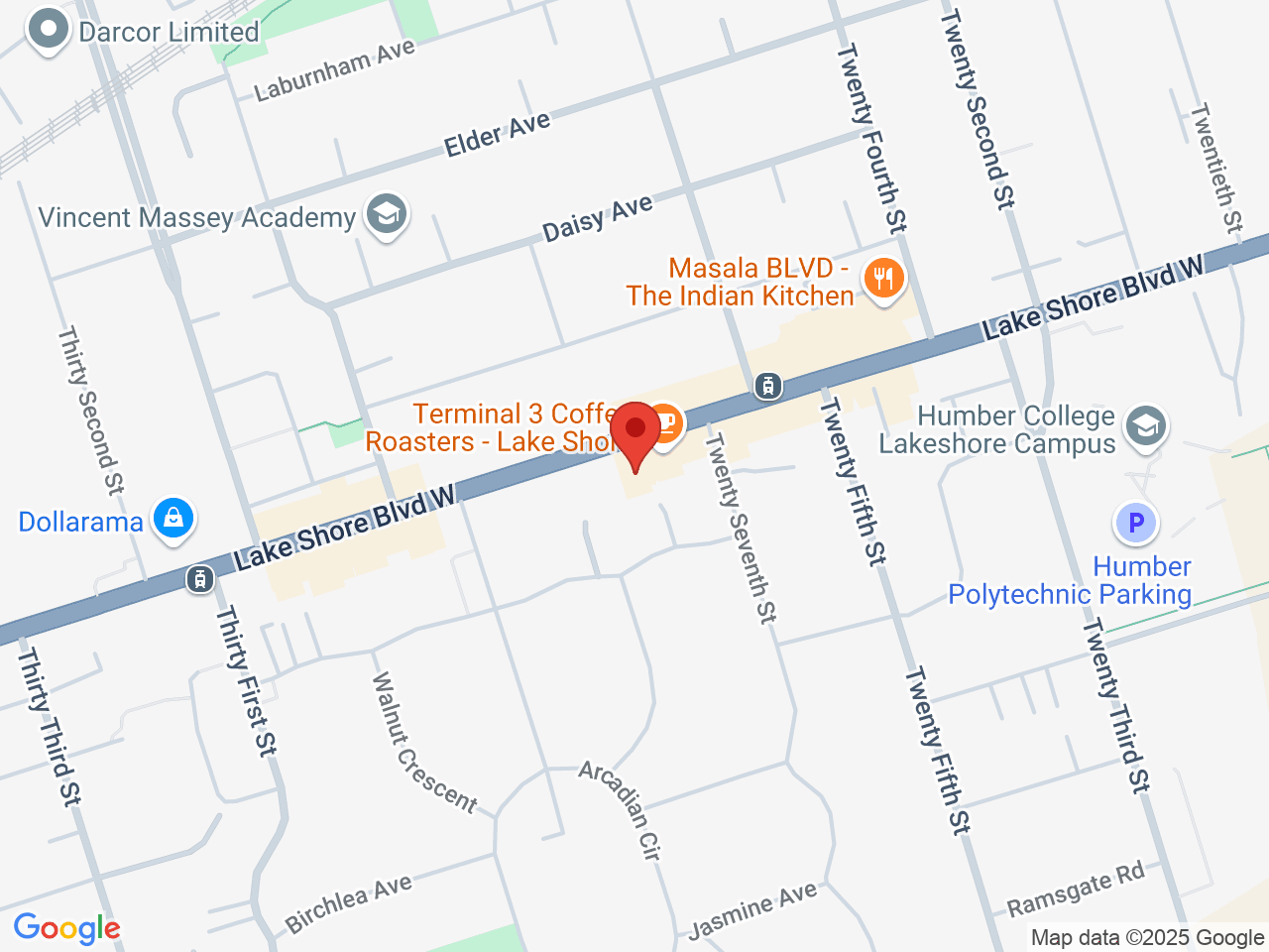 Street map for Caliwood Cannabis, 3351 Lake Shore Blvd W, Etobicoke ON