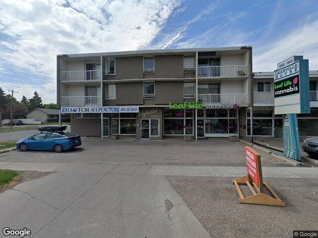 Street view for Leaf Life Cannabis Brentwood, 1343 Northmount Dr. NW, Calgary AB