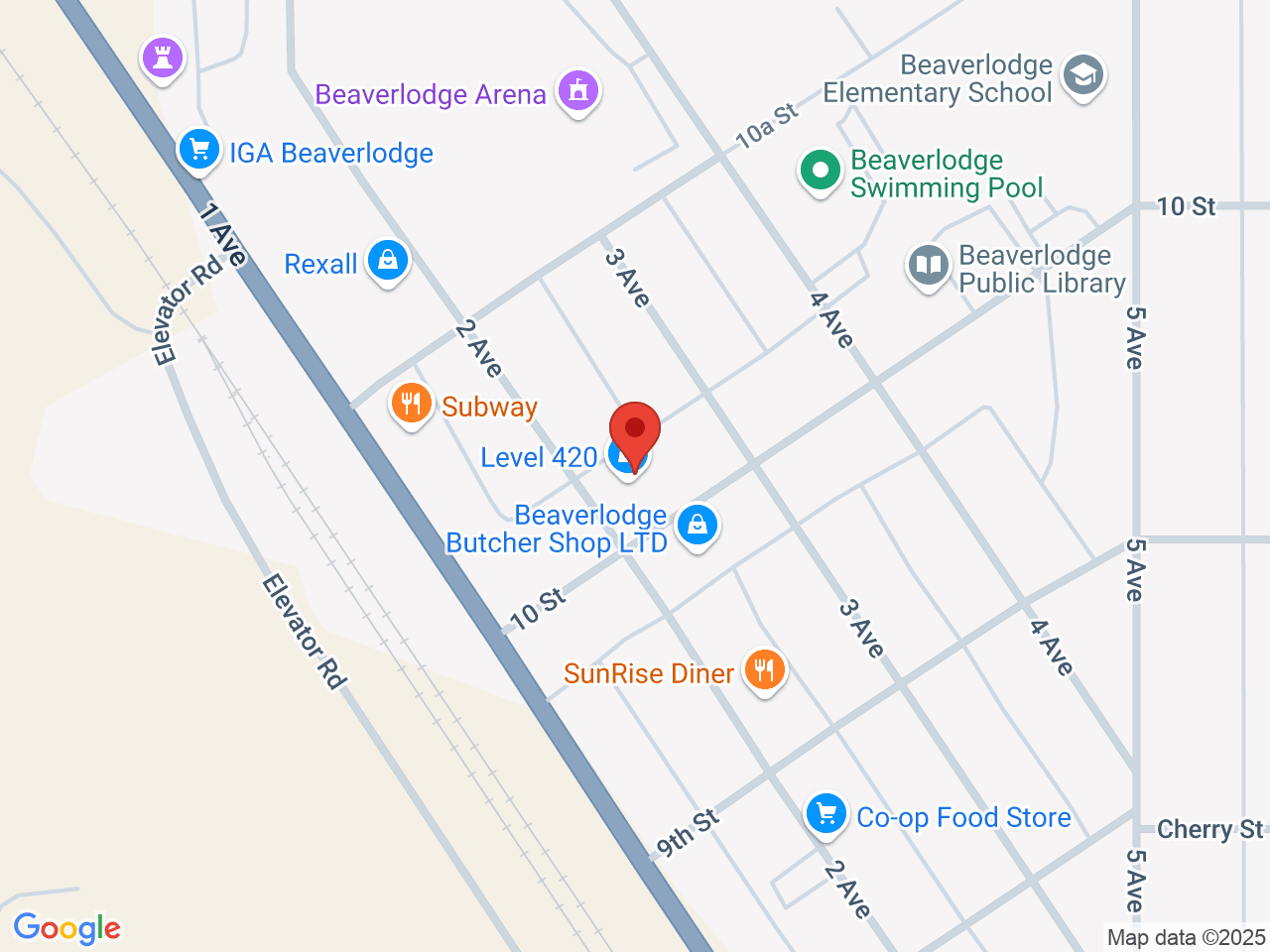 Street map for Level 420, 202 10 St, Beaverlodge AB