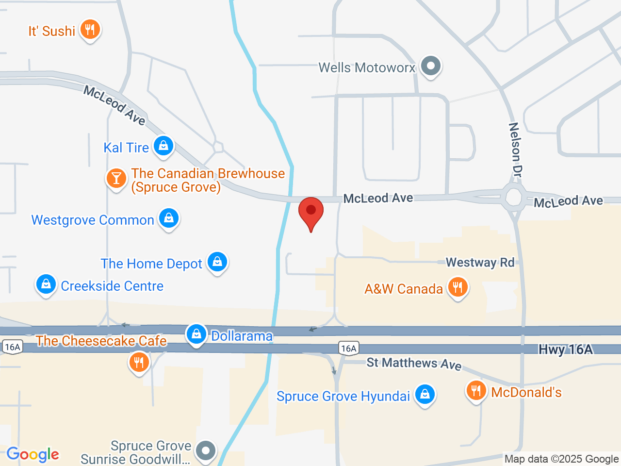 Street map for Lucid Cannabis McLeod Ave, #104, 8 McLeod Ave, Spruce Grove AB