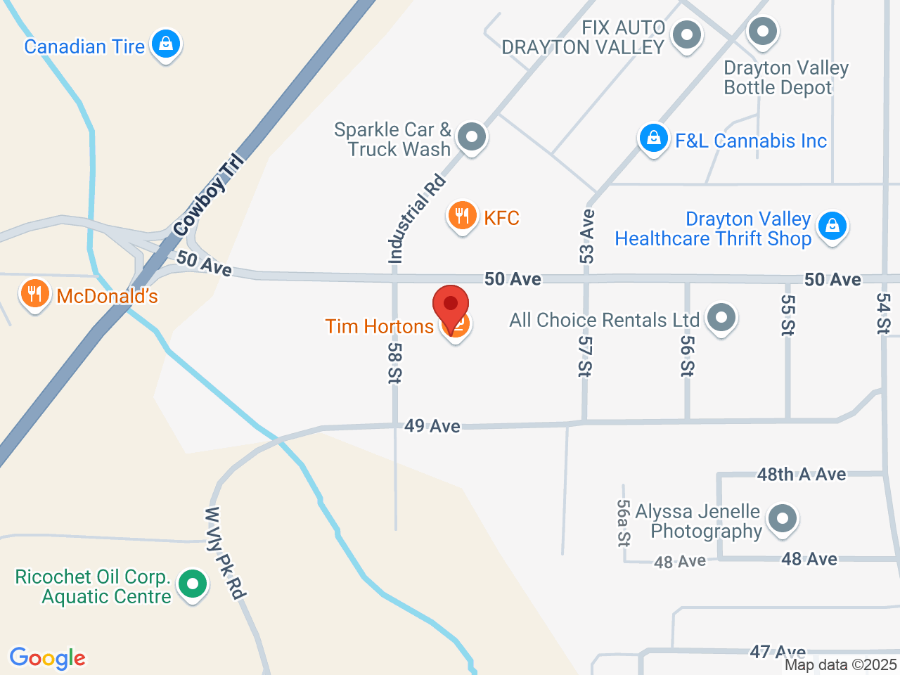 Street map for Canna Club, 5733 50 Ave, Drayton Valley AB