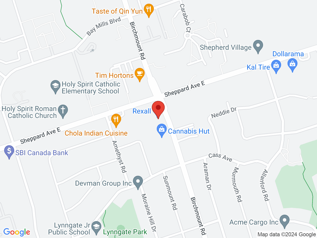 Street map for Cannabis Hut, 2254 Birchmount Rd, Scarborough ON