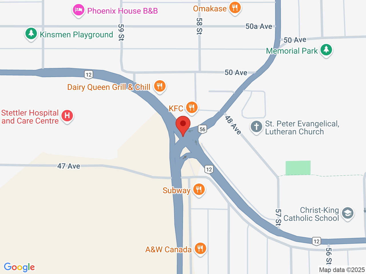 Street map for Mountain Mellow Stettler, C-4805 75 Street NW, Stettler AB