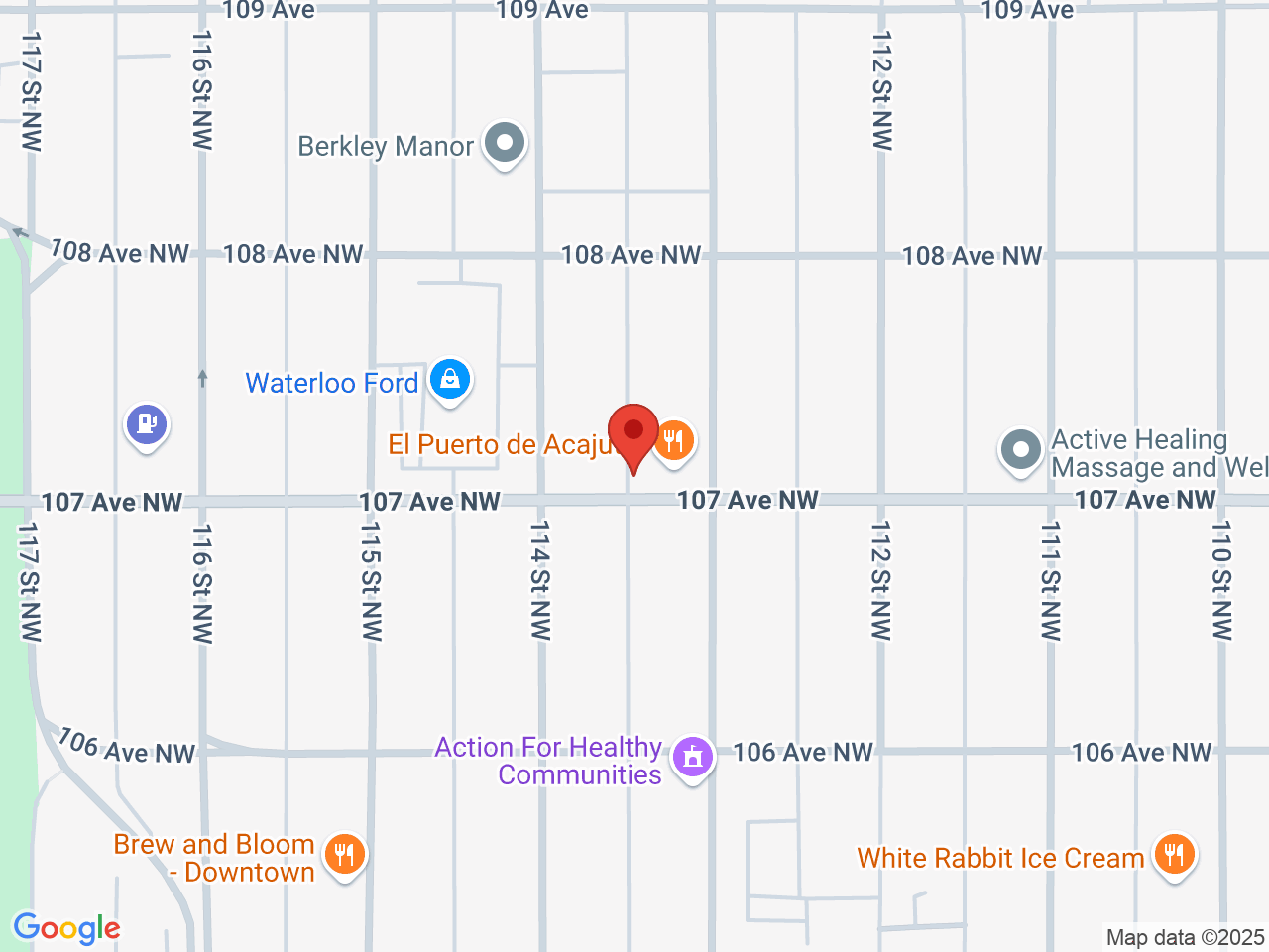 Street map for Mountain Standard Cannabis, 202-11314 107 Ave. NW, Edmonton AB