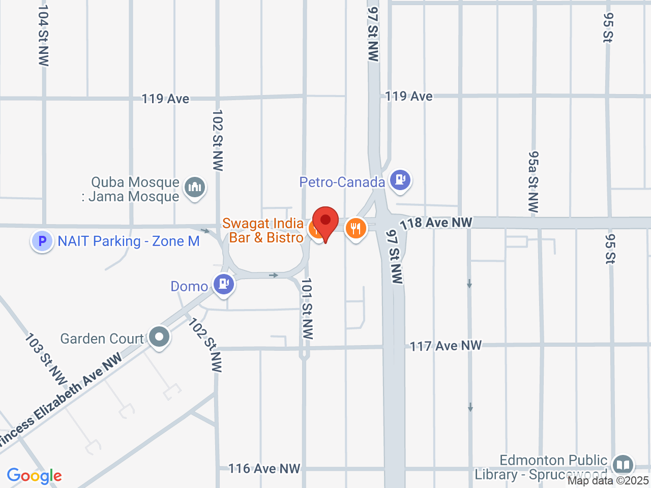 Street map for Mountain Standard Cannabis, 9729 118 Ave. NW, Edmonton AB