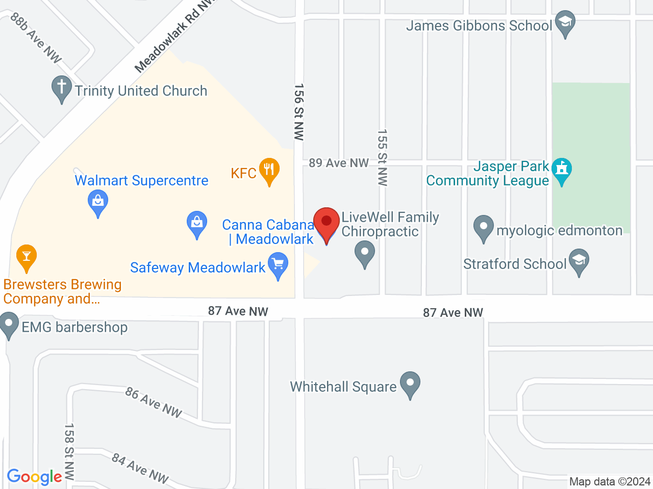 Street map for Canna Cabana Jasper Park, 8721 156 St. NW, Edmonton AB