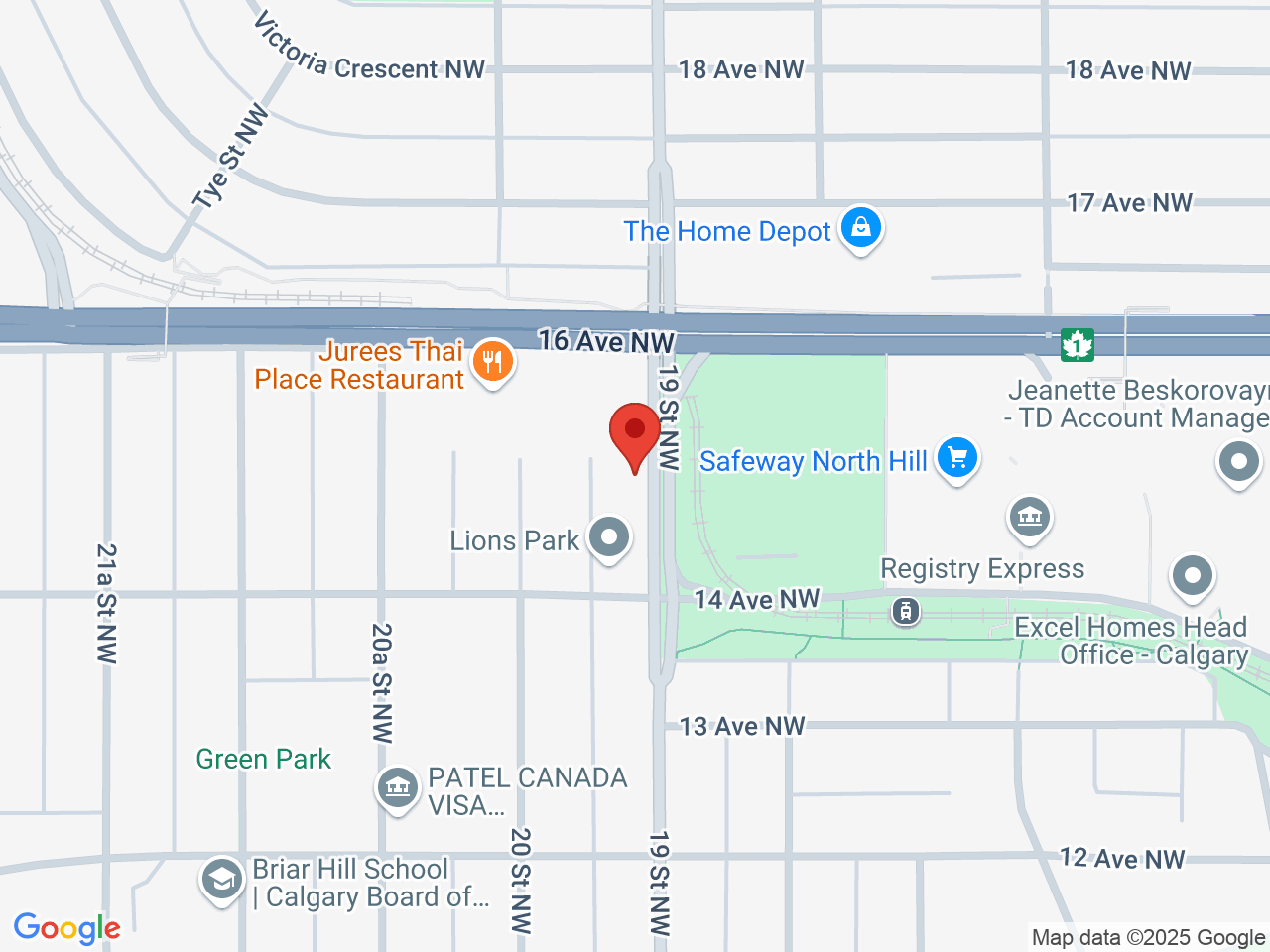 Street map for Canna Cabana North Hill, 1535 19 St. NW, Calgary AB