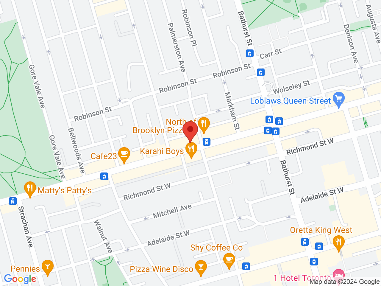 Street map for Bud Express Co., 662 Queen St W, Toronto ON