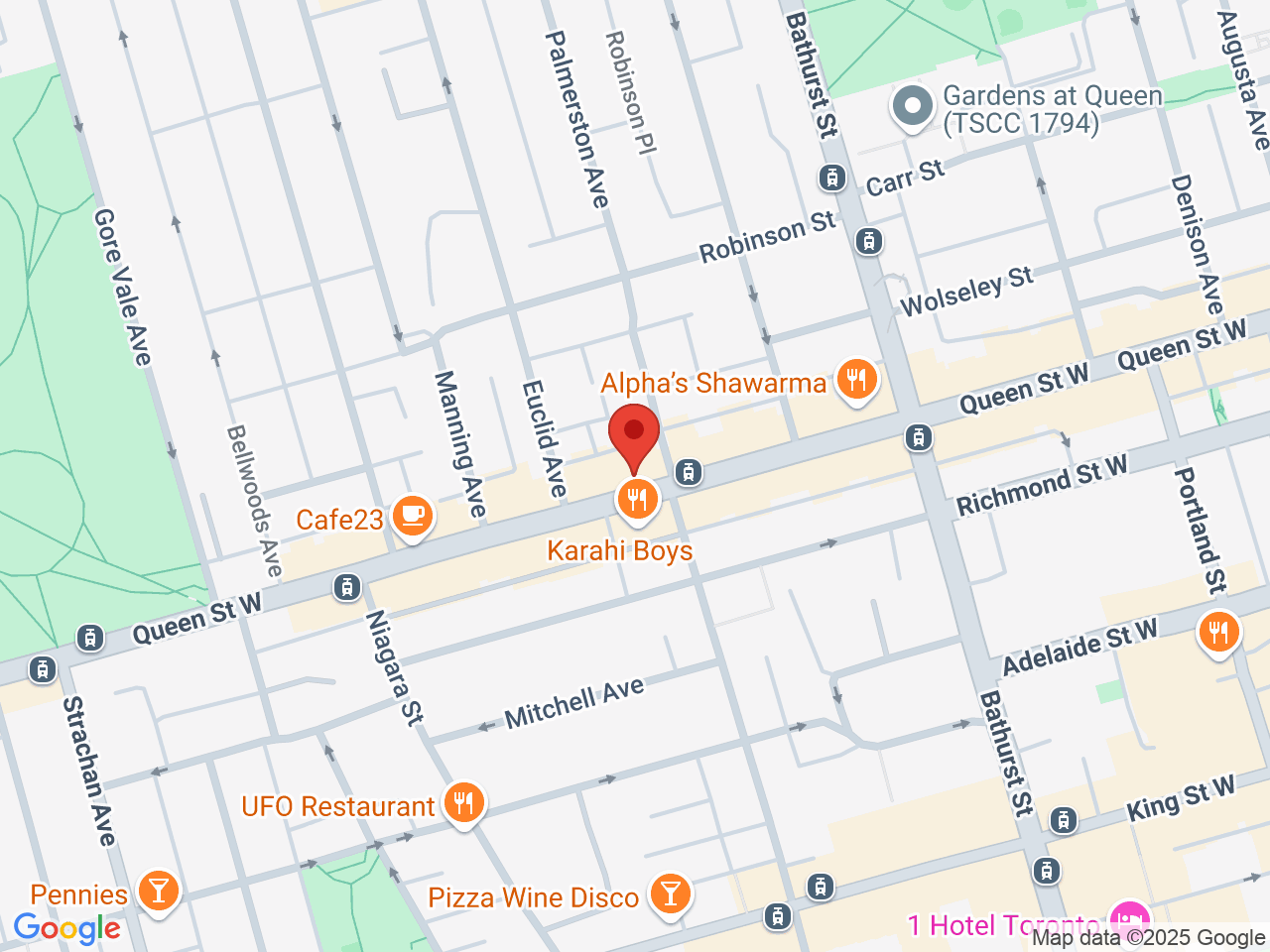 Street map for Bud Express Co., 662 Queen St W, Toronto ON