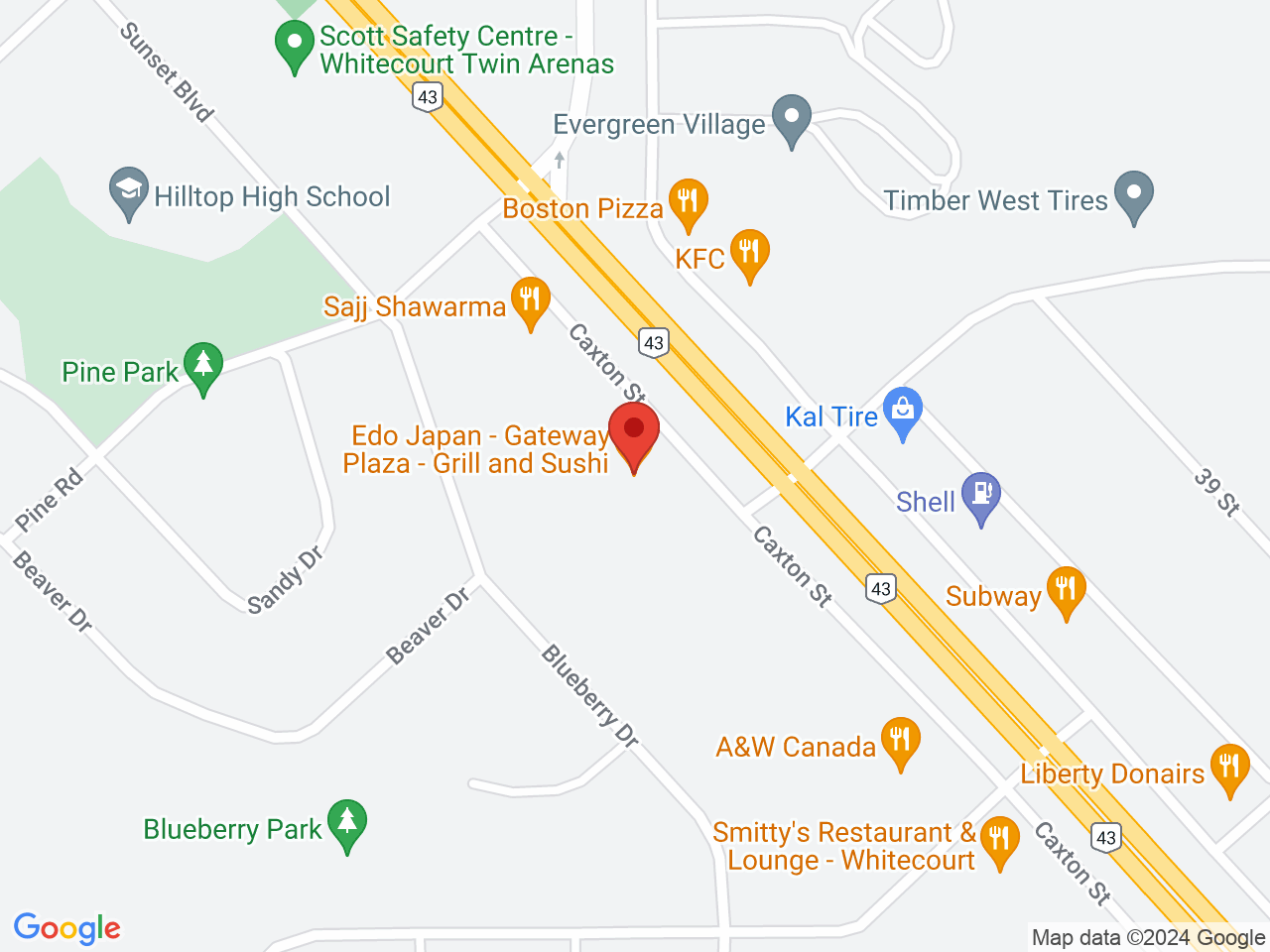 Street map for Value Buds Gateway Plaza, 101-3815 Caxton St., Whitecourt AB