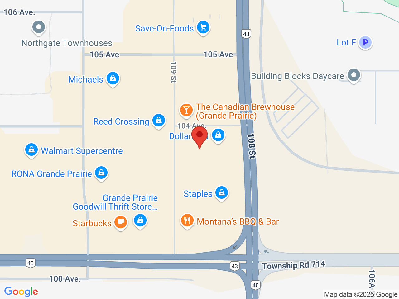 Street map for Value Buds Grande Prairie, 10940 102 Ave., Grande Prairie AB