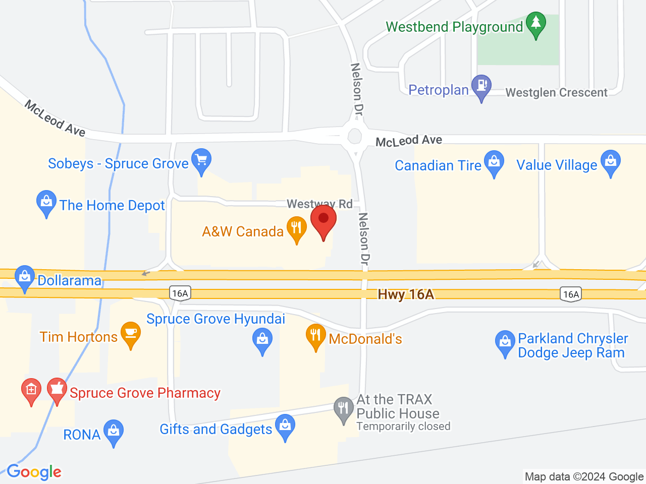 Street map for Value Buds Grove Landing, 17 Nelson Dr., Spruce Grove AB