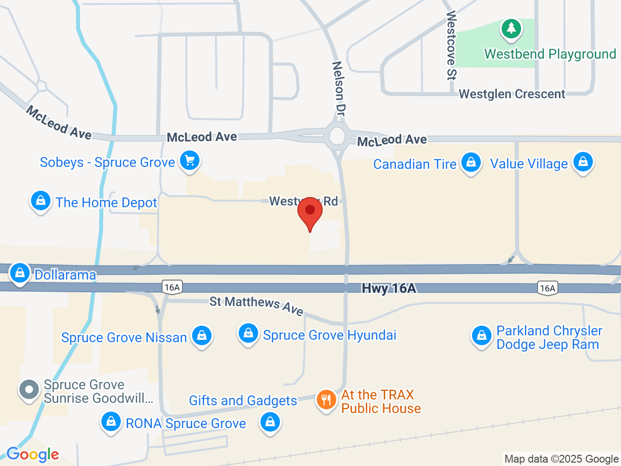 Street map for Value Buds Grove Landing, 17 Nelson Dr., Spruce Grove AB