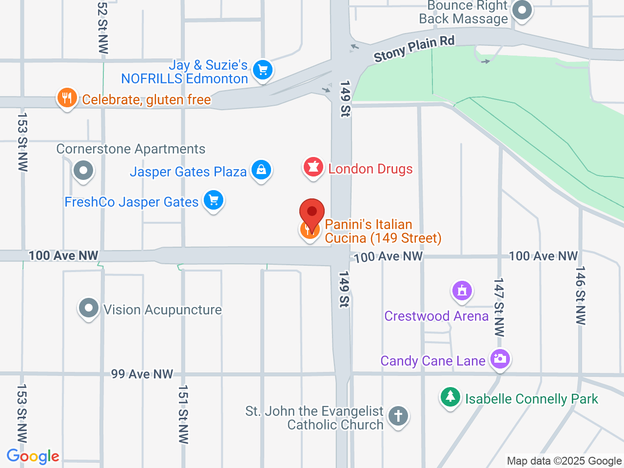 Street map for Value Buds Jasper Gates, 14971 Stony Plain Rd. NW, Edmonton AB