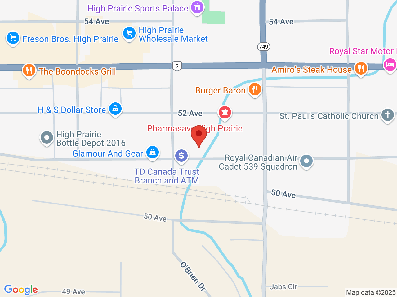 Street map for Cannabis 4 Less, 4838 51 Ave., High Prairie AB