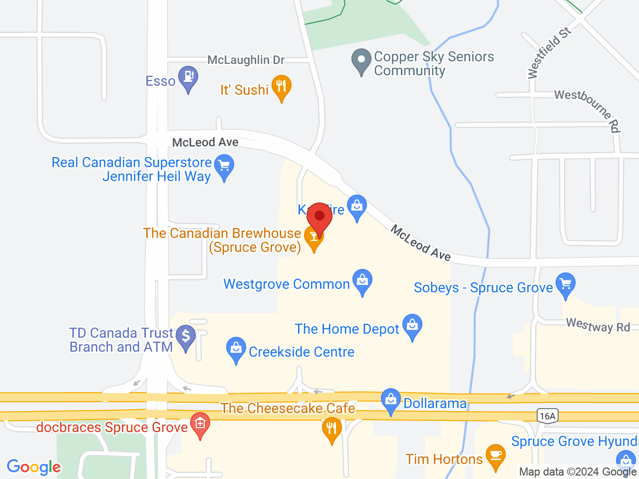 Street map for Plantlife Spruce Grove, 360-4 McLeod Ave., Spruce Grove AB