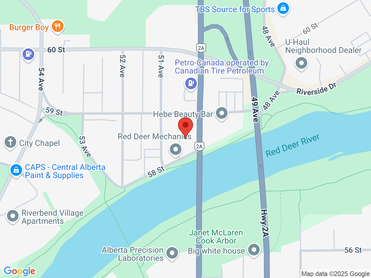 Street map for River Cannabis, 3-5804 50 Ave., Red Deer AB