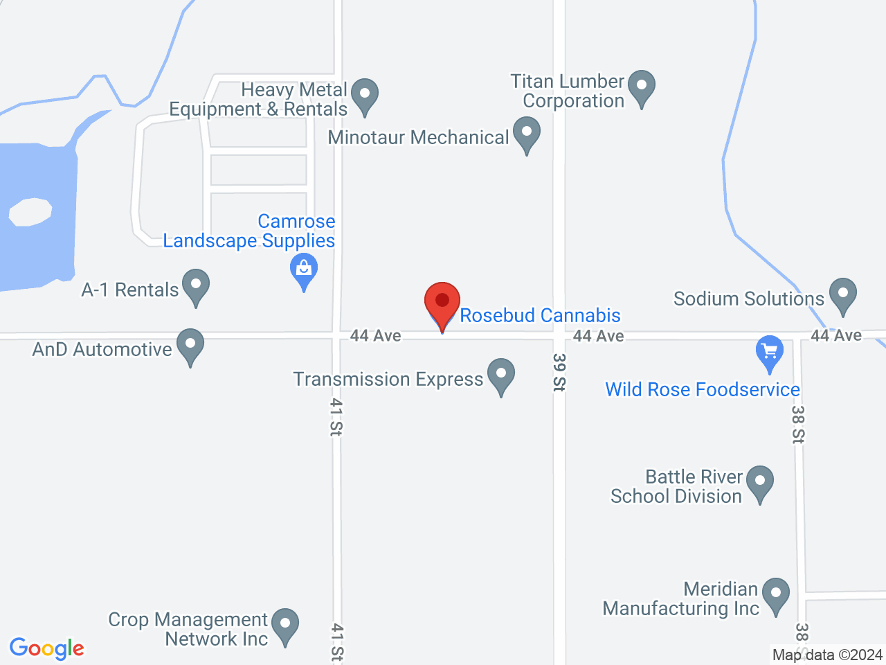 Street map for Rosebud Cannabis, 3912 44 Ave., Camrose AB