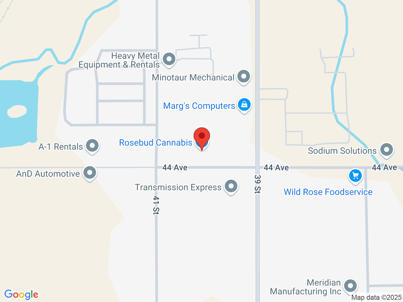 Street map for Rosebud Cannabis, 3912 44 Ave., Camrose AB