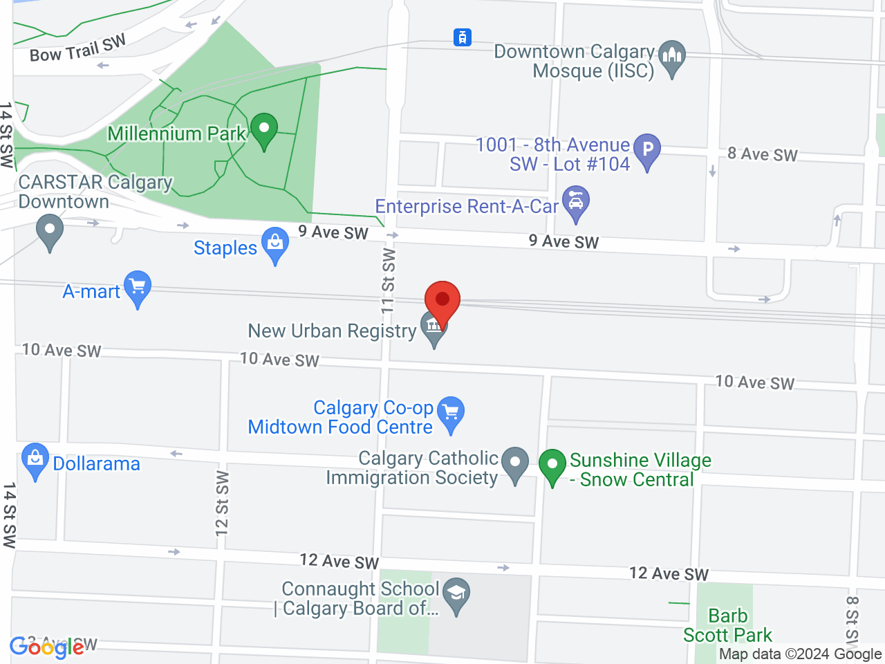 Street map for Spiritleaf Beltline, 1136 10 Ave. SW, Calgary AB