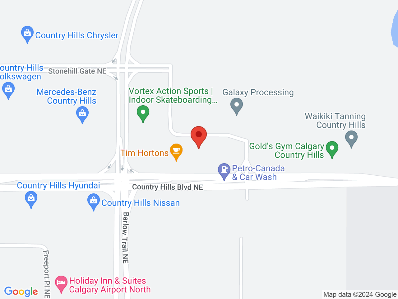 Street map for Spiritleaf Stonegate, 408-2550 Country Hills Blvd. NE, Calgary AB