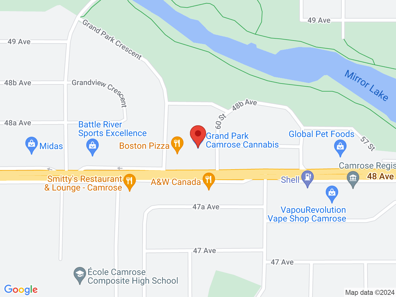 Street map for Spiritleaf Camrose, 6018 48 Ave., Camrose AB