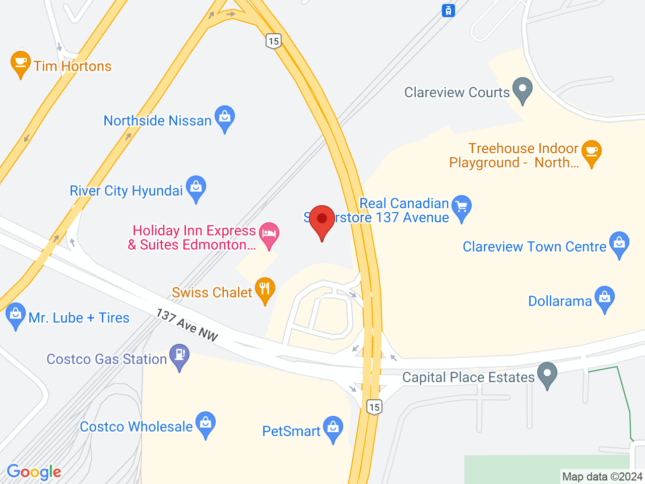 Street map for Fire Sale Cannabis at Clareview, 20-13750 50 St. NW, Edmonton AB