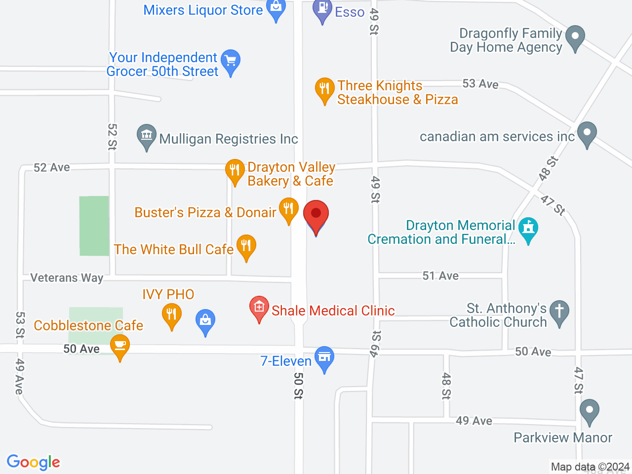 Street map for Spiritleaf Drayton Valley, 1-5105-50 St., Drayton Valley AB