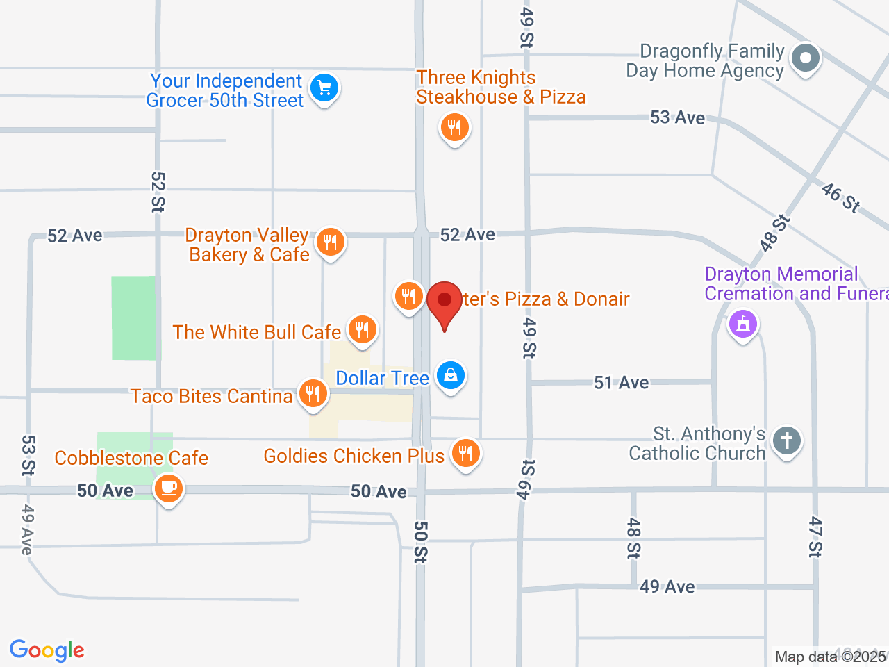 Street map for Spiritleaf Drayton Valley, 1-5105-50 St., Drayton Valley AB