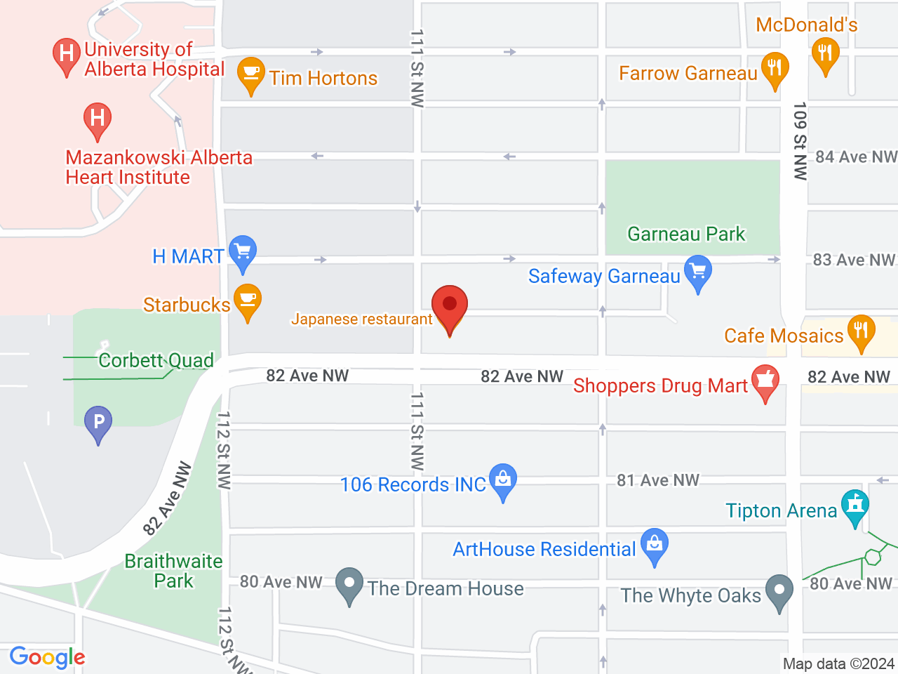 Street map for Spiritleaf Garneau, 105-11044 82 Ave. NW, Edmonton AB