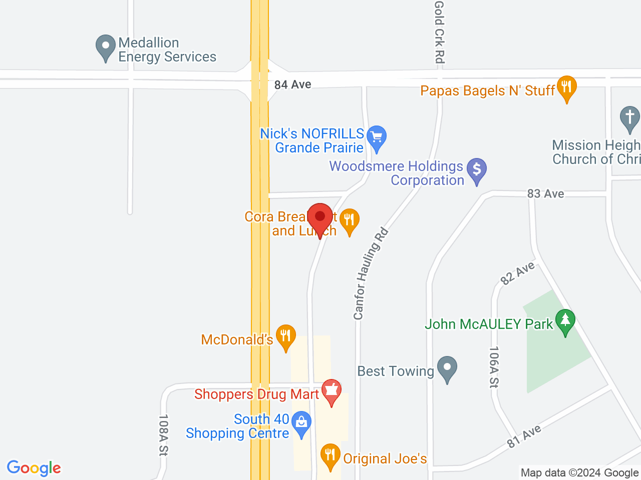 Street map for Spiritleaf Grande Prairie, 102 - 10716 82 Ave., Grande Prairie AB