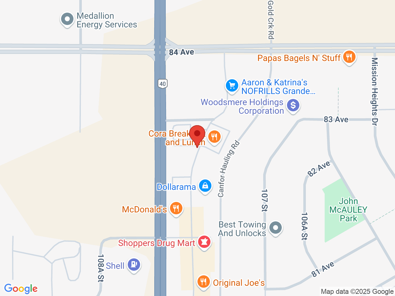 Street map for Spiritleaf Grande Prairie, 102 - 10716 82 Ave., Grande Prairie AB