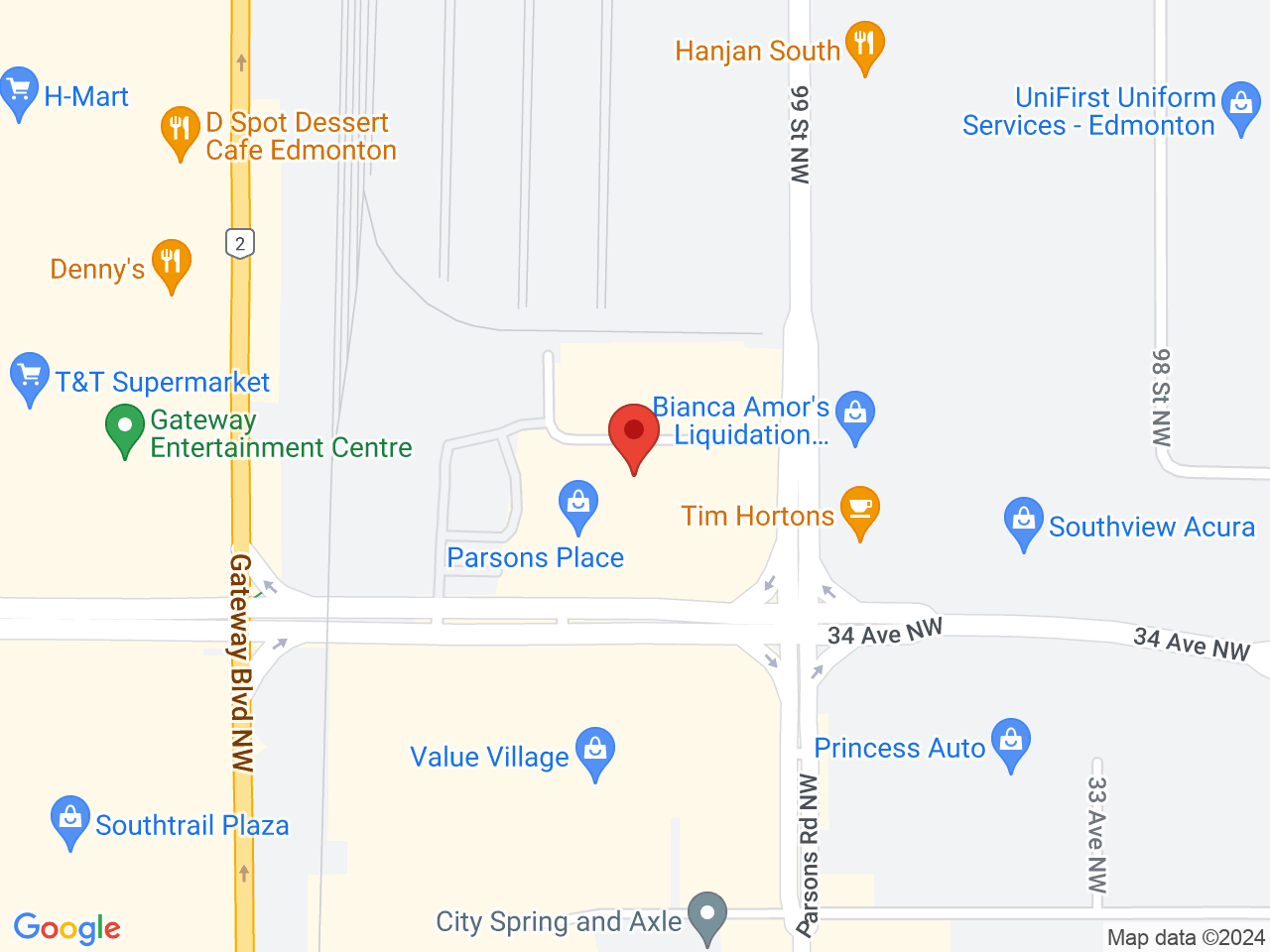 Street map for Spiritleaf Parsons Place, 3444 99 St. NW, Edmonton AB