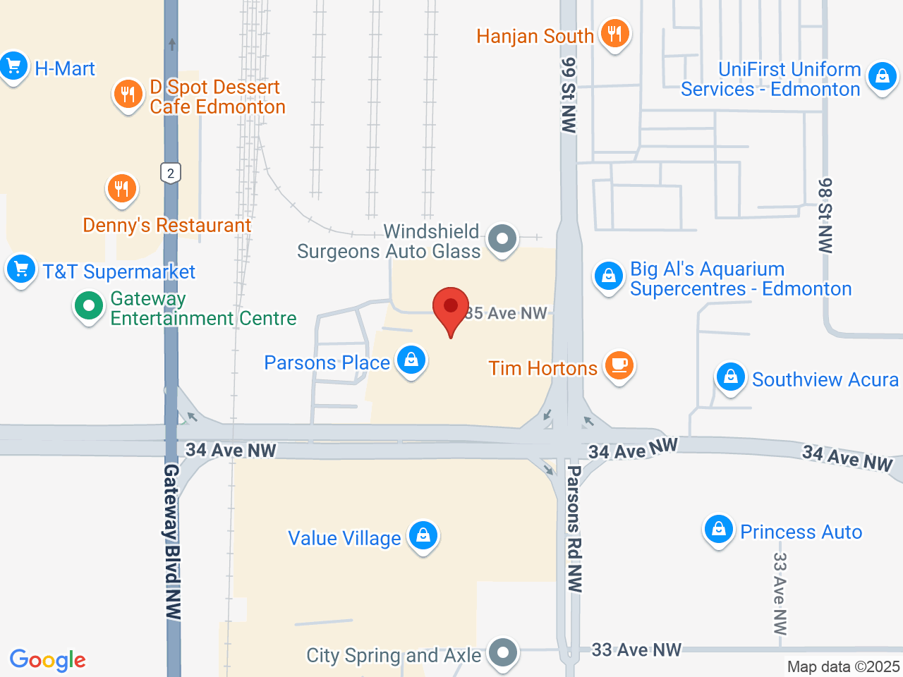 Street map for Spiritleaf Parsons Place, 3444 99 St. NW, Edmonton AB