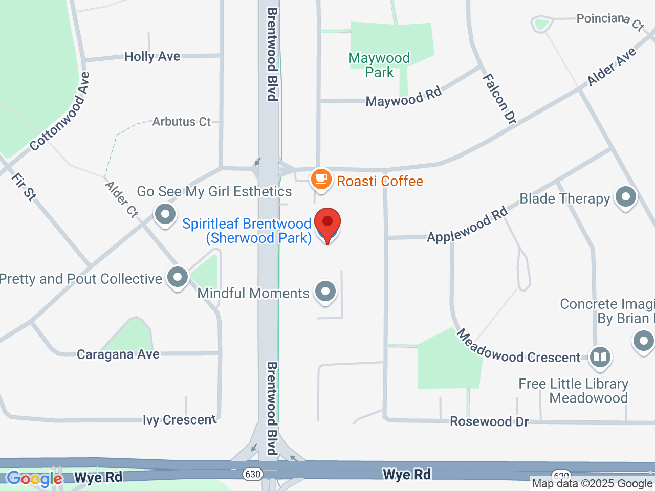 Street map for Spiritleaf Sherwood Park, 7 - 52 Brentwood Blvd., Sherwood Park AB