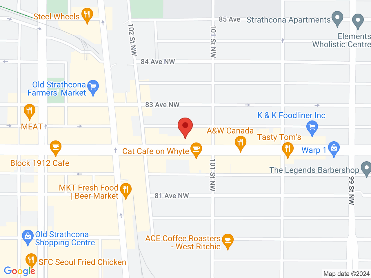 Street map for Spiritleaf Whyte Ave, 10134 82 Ave. NW, Edmonton AB