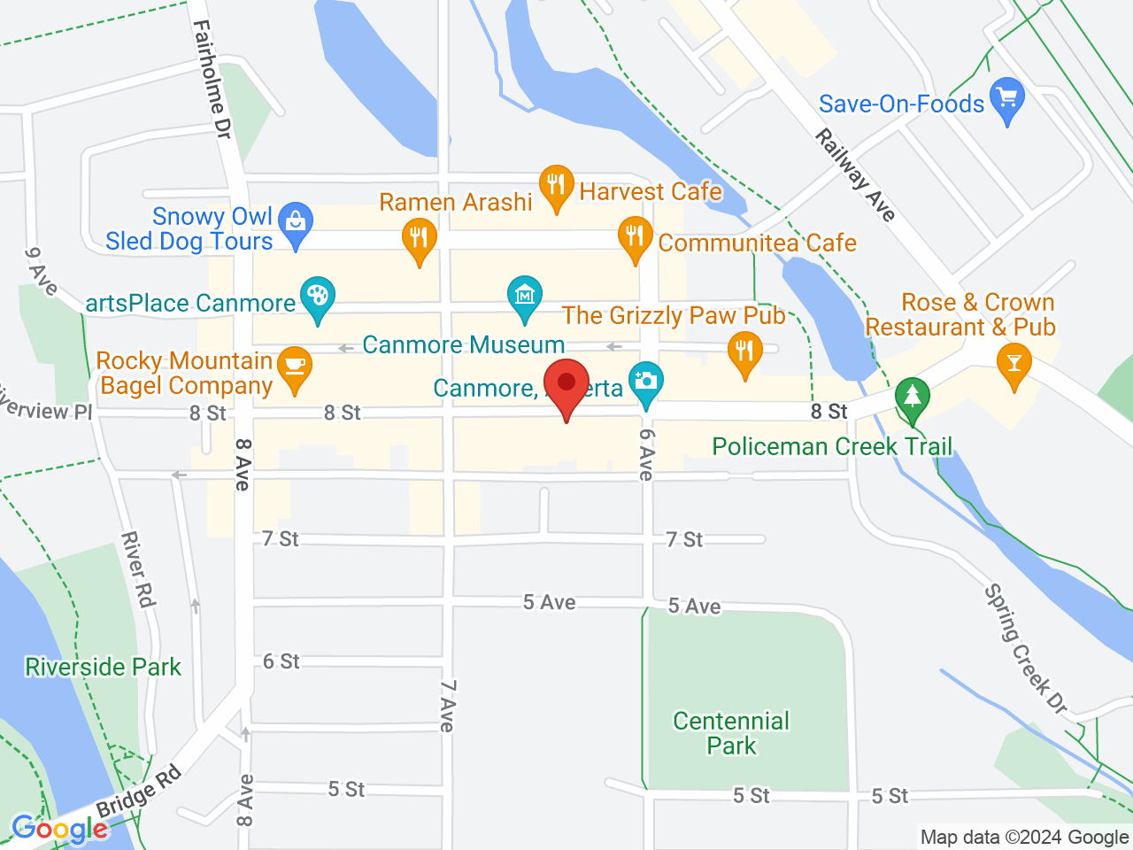 Street map for Star Buds Cannabis Canmore, 1-713 Main St., Canmore AB