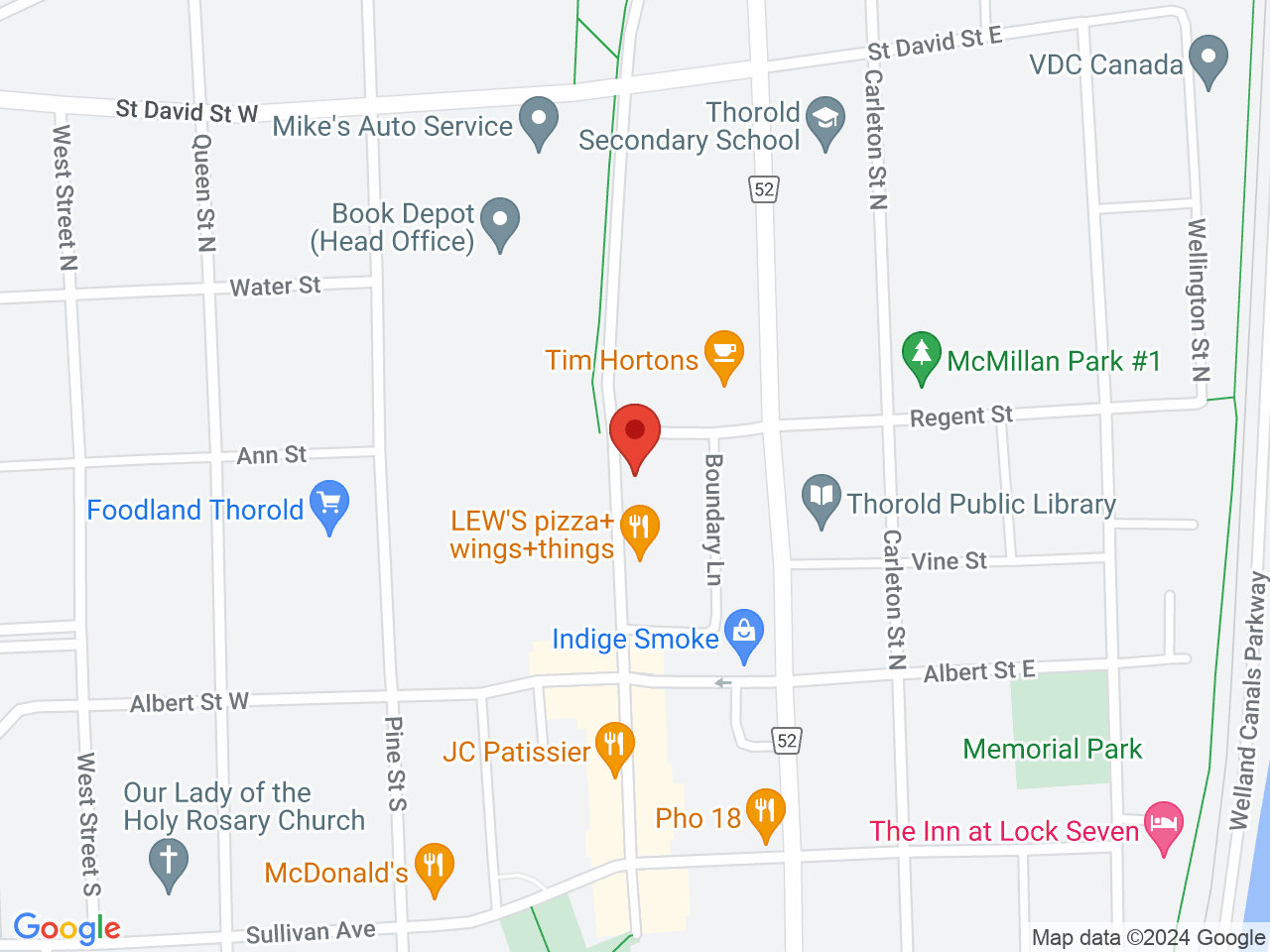 Street map for Coconut Cannabis, 50 Front St N, Thorold ON