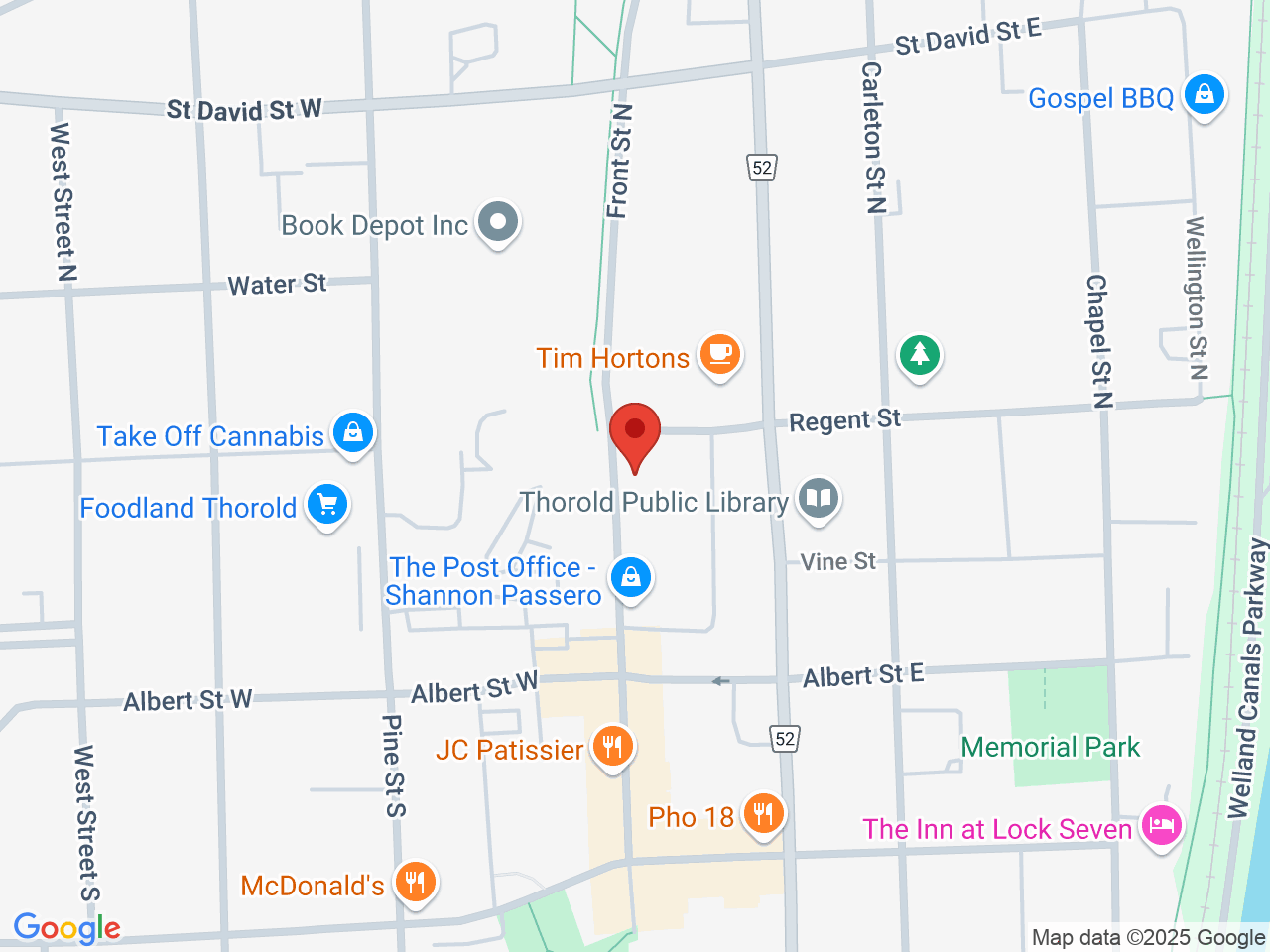 Street map for Coconut Cannabis, 50 Front St N, Thorold ON